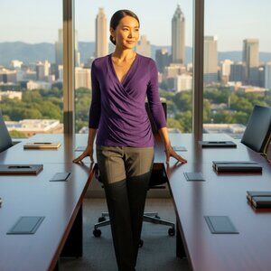 Lauren Ralph Lauren‎ Deep Purple Blouse XL Long Sleeve Office Career Top